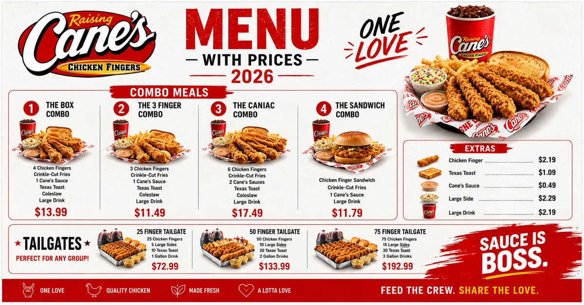 Cane’s Combos & Prices