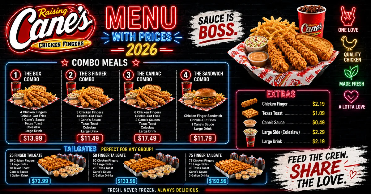 Cane’s Combos & Prices